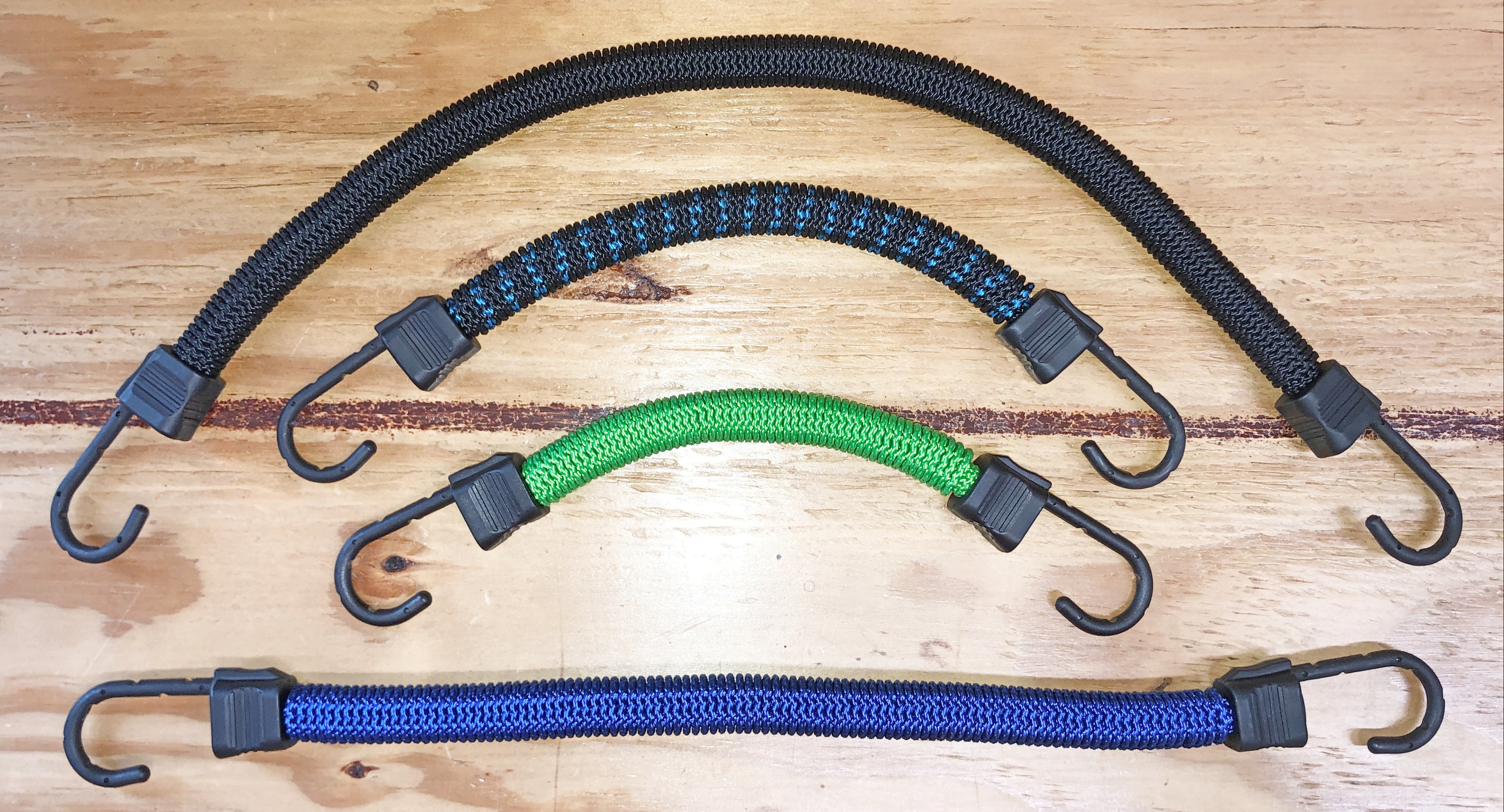 Heavy Duty Bungee Cords With Hooks, 4 Pack - 12 Inch Black UV-Resistant Straps, 90lb Capacity