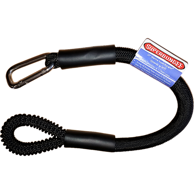 12 Inch Marine Bungee Cord With Carabiners & Looped Ends