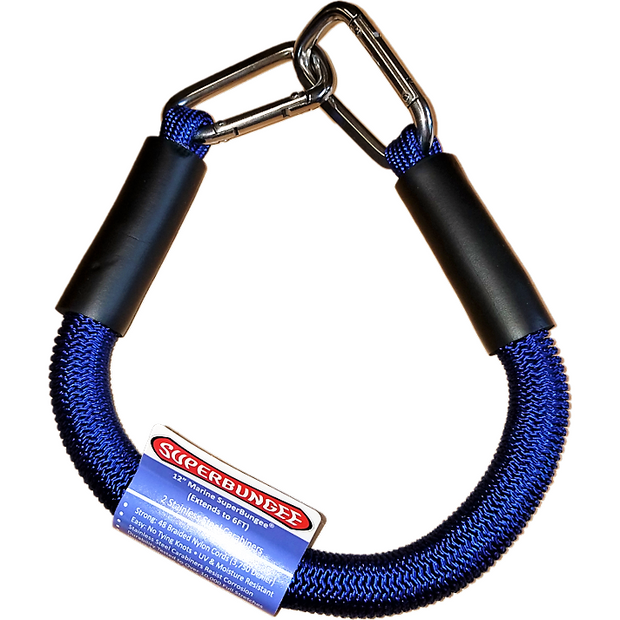 Bungee Cord with Stainless Steel Carabiner Short Black 16 Elastic