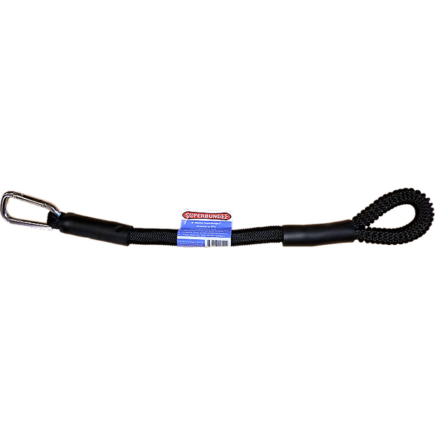 8 inch Marine SuperBungee (20 inches incl ends) - 550% Stretch to 56 inches (4.7 FEET) - Choice of Stainless Steel Carabiner or Cleat-Loop Ends