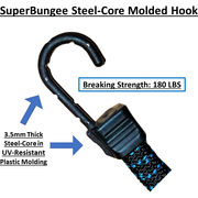Pack of 3: 6 inch SuperBungee Cords (12" incl hooks) - Stretch 500% to 39 inches (3.2 FEET)