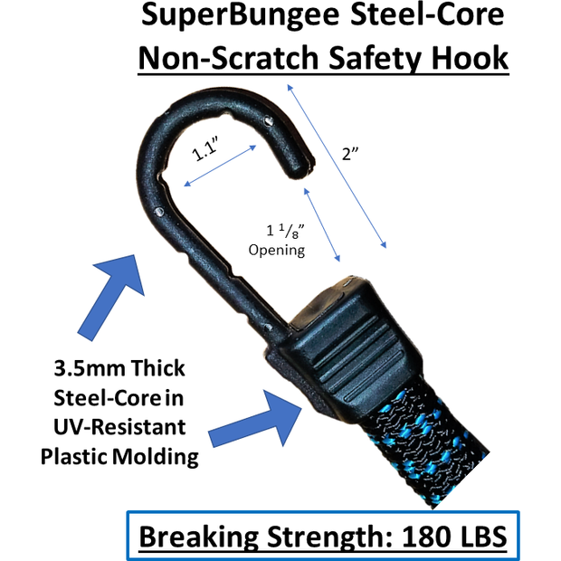 Heavy Duty Bungee Cords with Carabiner Hooks Proudly Made by Super Smithee  Securing Straps for Luggage Durable Metal Clip Fasteners with Robust Tie  Down Fiber